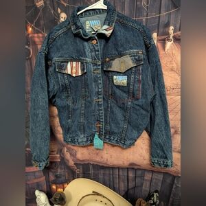 Vintage Denim Jacket with Patchwork Details